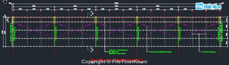 Nhà để xe 5.25x37.5m,Cad nhà để xe,File cad nhà để xe,Bản vẽ cad nhà để xe,Su nhà để xe